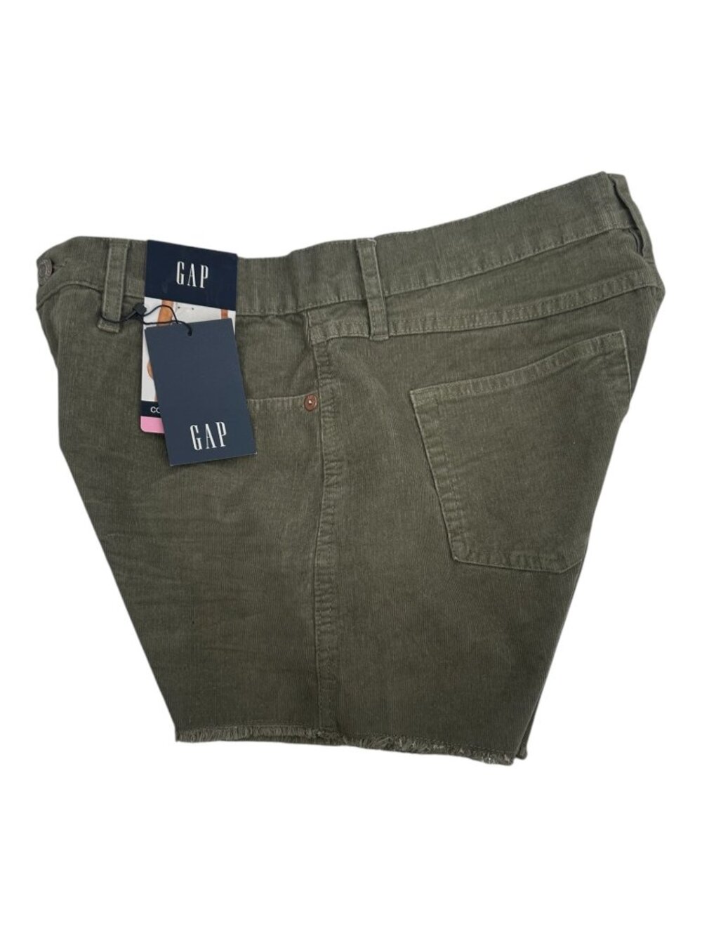 GAP Corduroy Shorts 6 Olive Green Raw Hem Mid Rise Stretch Coastal Preppy NWT - Picture 4 of 8